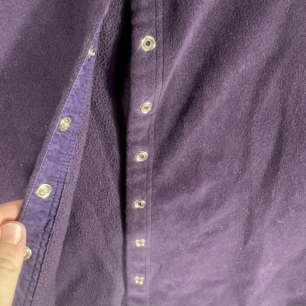 Eddie Bauer Women's Large Purple Fleece Snap Button Cardigan Sweater